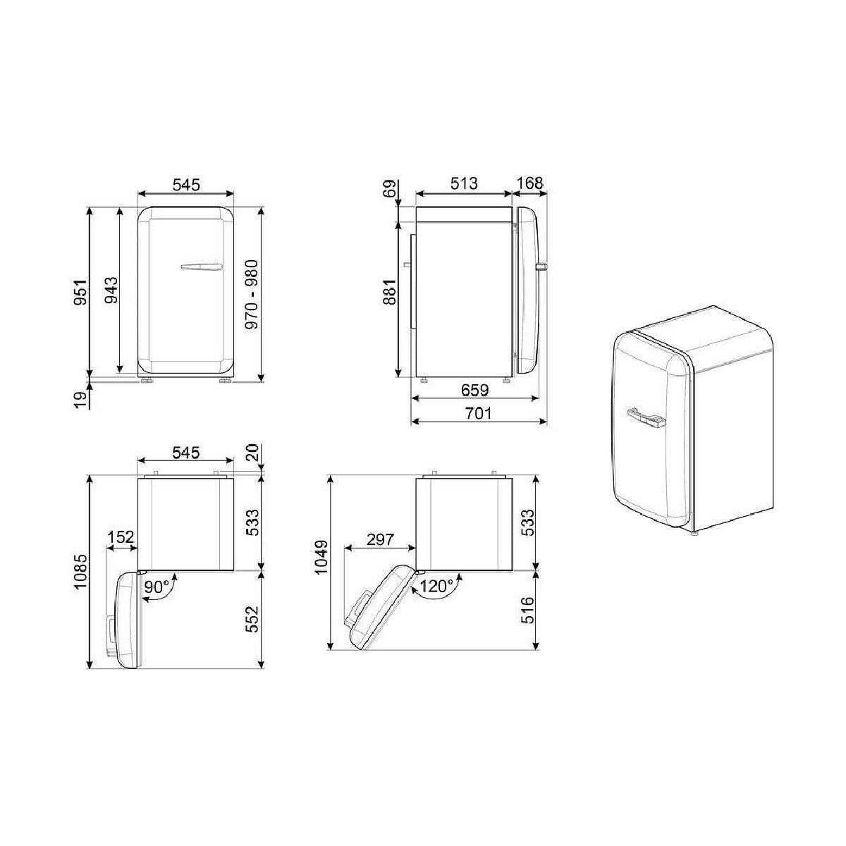SMEG Mini Fridge Red 122L